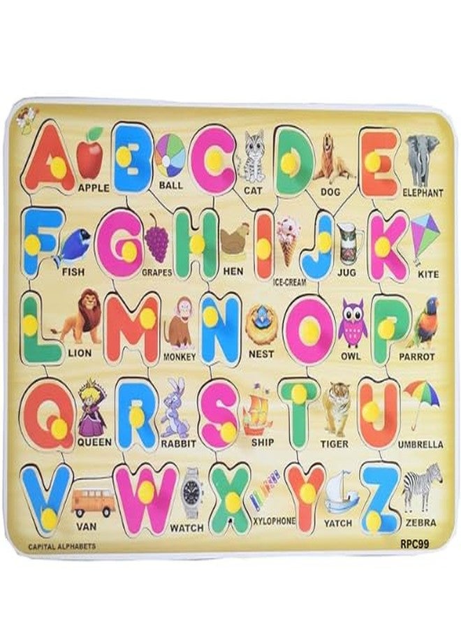 RPC99 Wooden Alphabet Educational Board Puzzle Baby Brain Tester Creative Learning Set Play, Read & Learn Alphabet Matching Educational Toys English Chart - Image 3